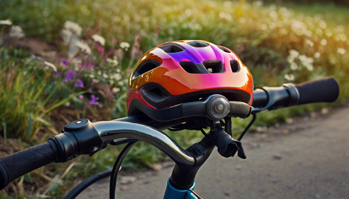 Kind mit Fahrradhelm sitzt lächelnd auf einem Fahrrad